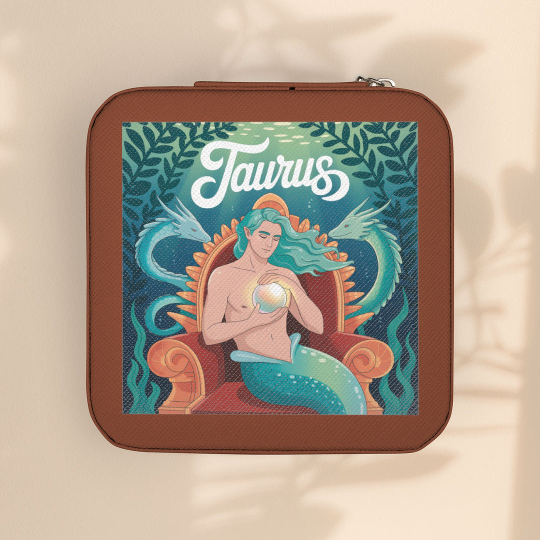 Taurus Zodiac Jewelry Travel Case – Compact Astrological Ring & Earring Organizer