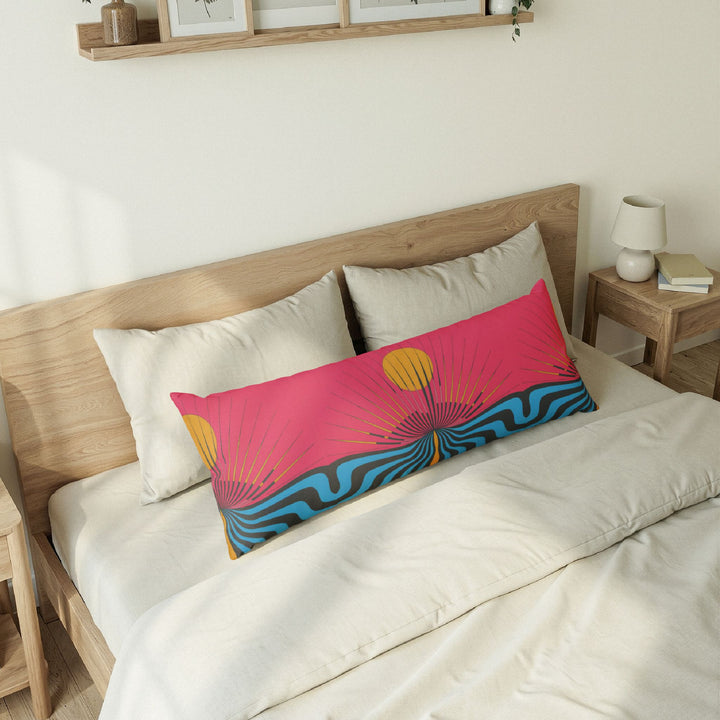Sunrise Wave Body Pillow — Bold Pink Retro Beach Vibe