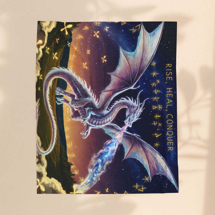 Fantasy Dragon Velveteen Plush Blanket - Rise, Heal, Conquer