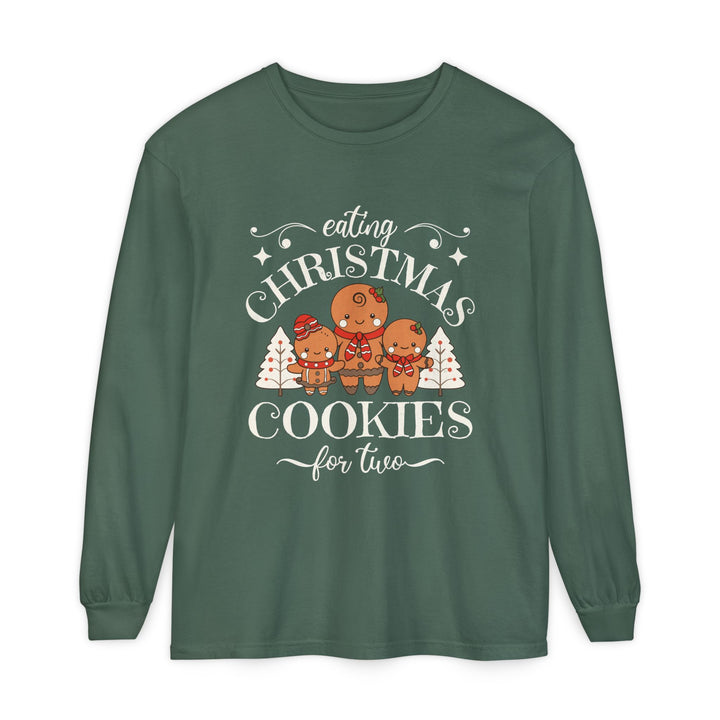 Unisex Garment-dyed Long Sleeve T-Shirt - Eating Christmas Cookies For Two