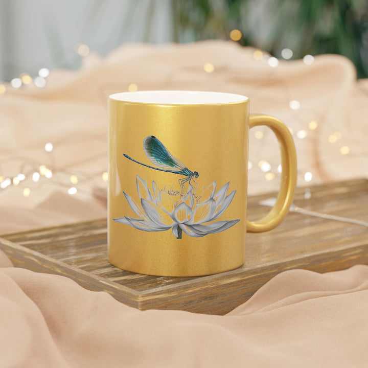 Metallic Mug (Silver\Gold) - Dragonfly