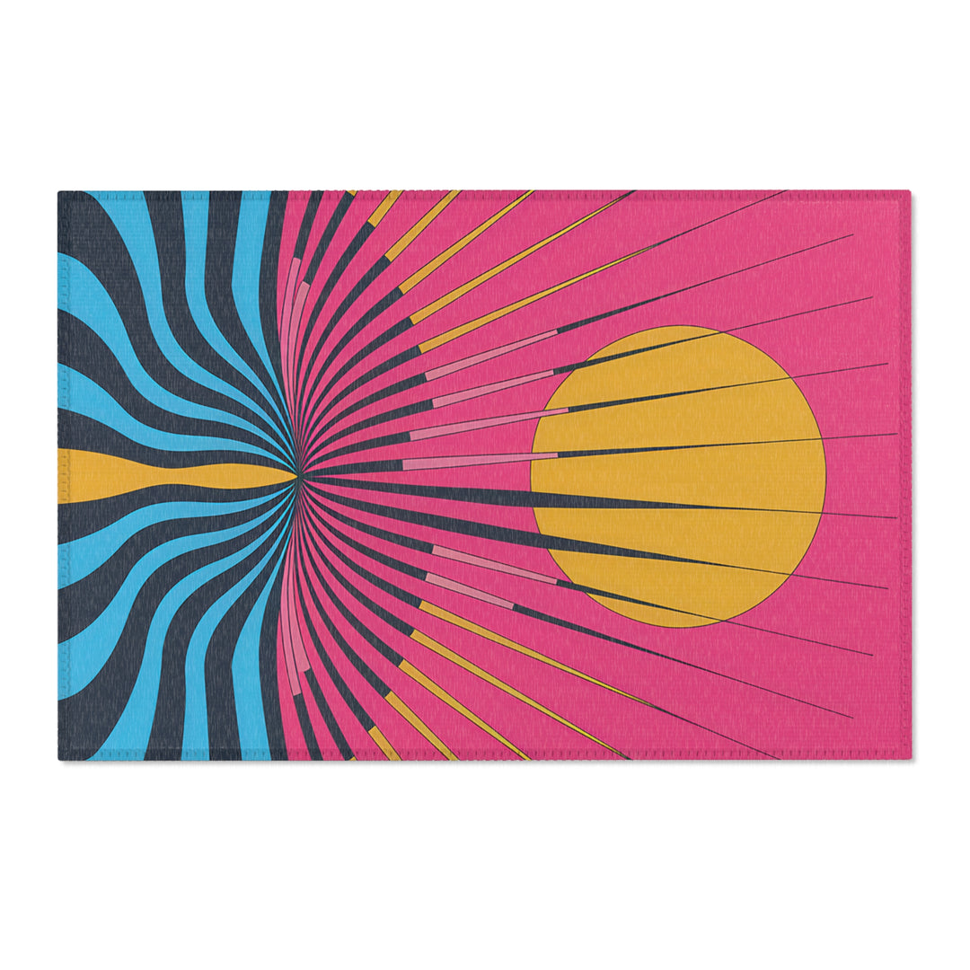 Vibrant Area Rug with Retro Sunburst Design, Hope Rising
