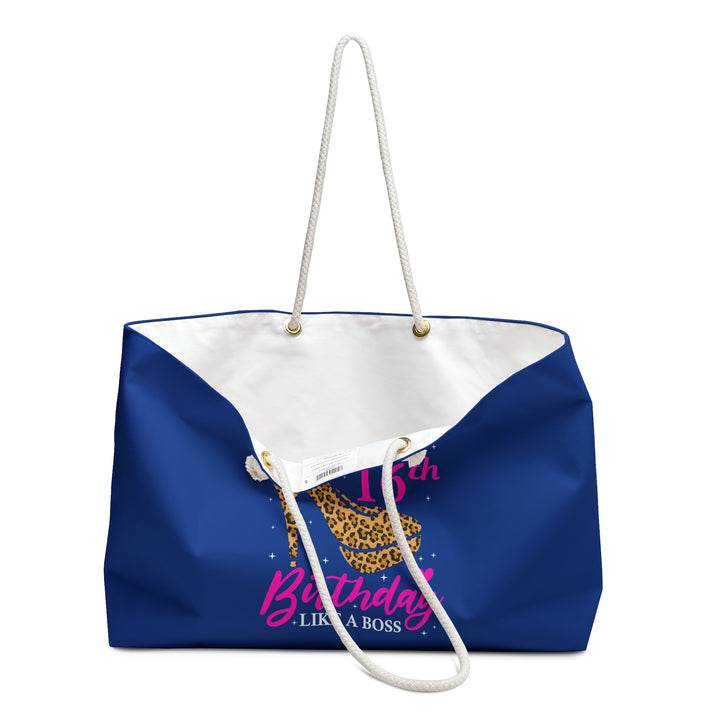 Birthday Weekender Bag, Chic Travel Tote, 16th Birthday Gift, Leopard Print Bag, Stylish Party Accessory, Celebration Tote