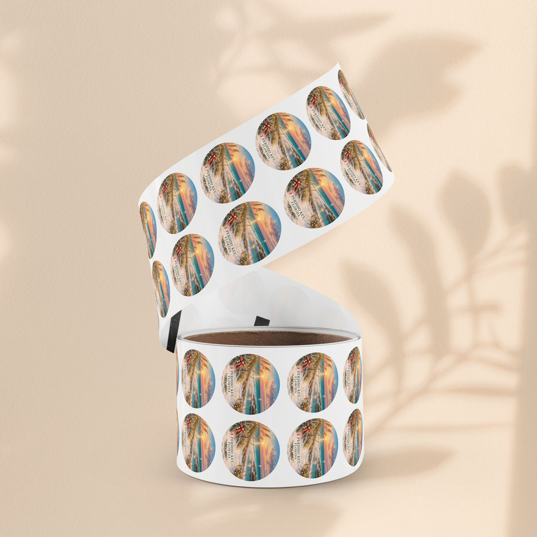 Perdido Key Florida Round Sticker Rolls – Waterproof Sunset Labels