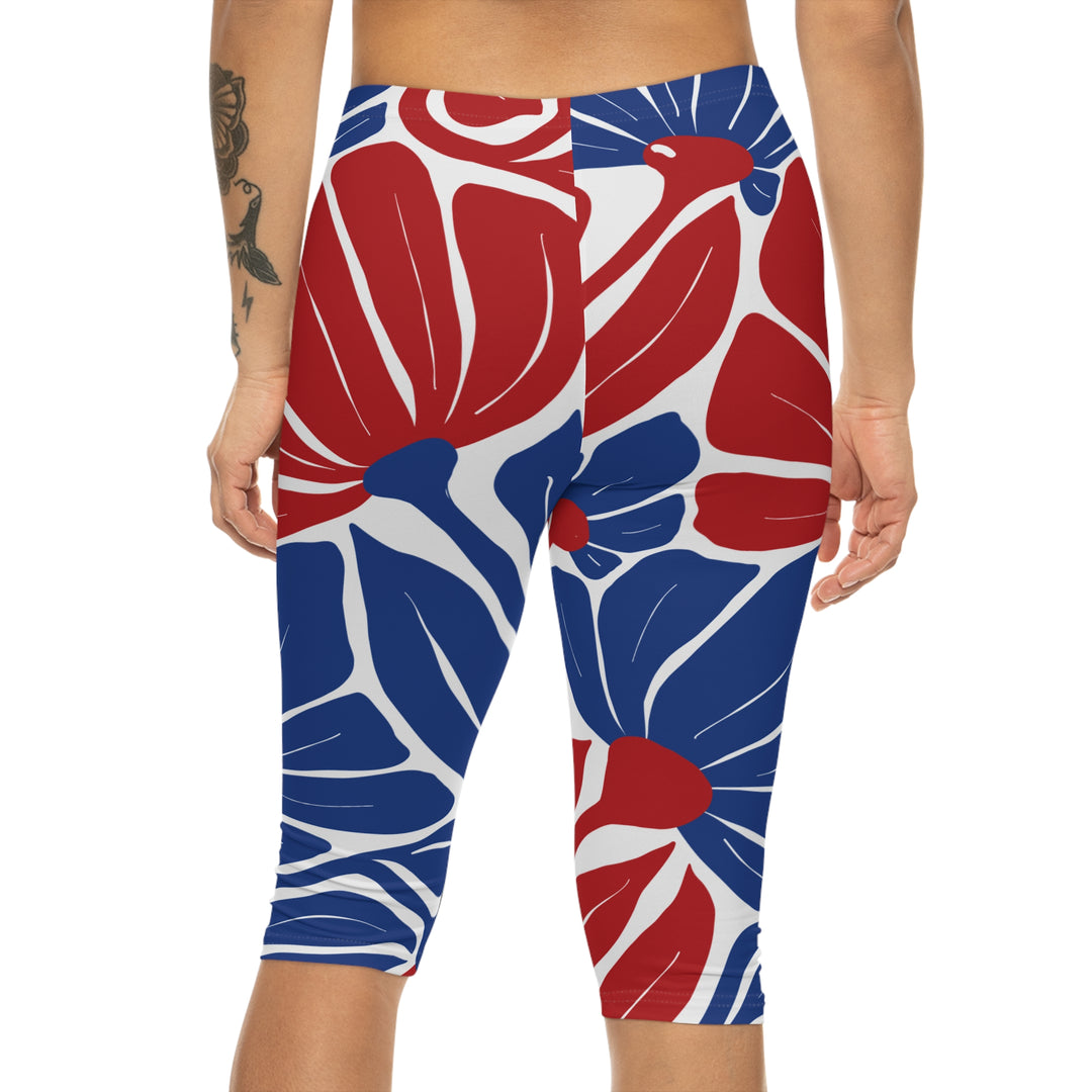 Floral Print Women’s Capri Leggings, Workout Pants, Stylish Activewear, Summer Fitness, Casual Lounge Wear