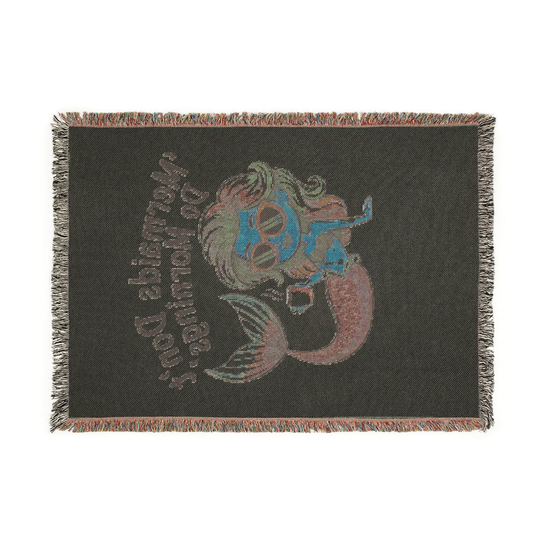 Mermaids Don’t Do Mornings Woven Blanket – Cozy Ocean-Inspired Throw, Gift for Mermaid Lovers