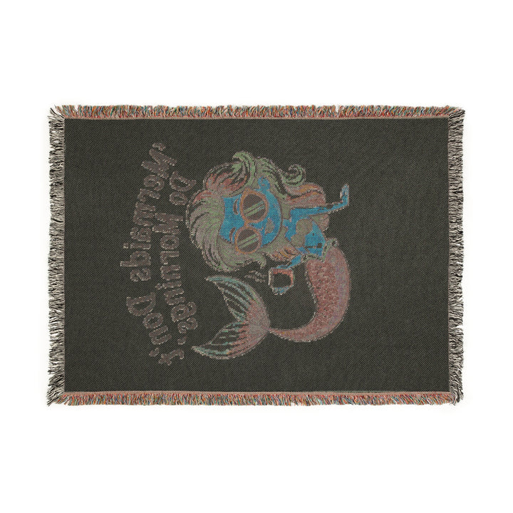 Mermaids Don’t Do Mornings Woven Blanket – Cozy Ocean-Inspired Throw, Gift for Mermaid Lovers