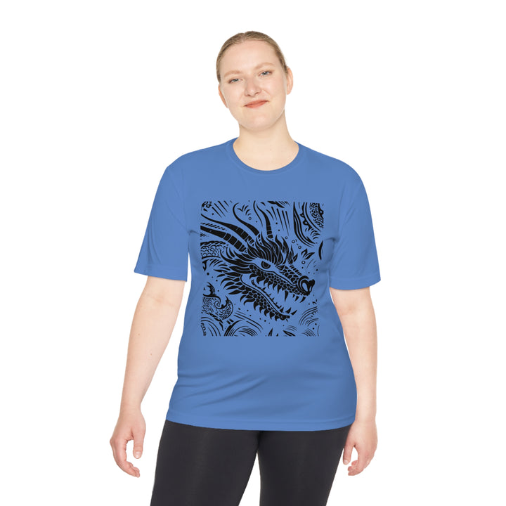 Unisex Moisture Wicking Tee - Dragon Black and White