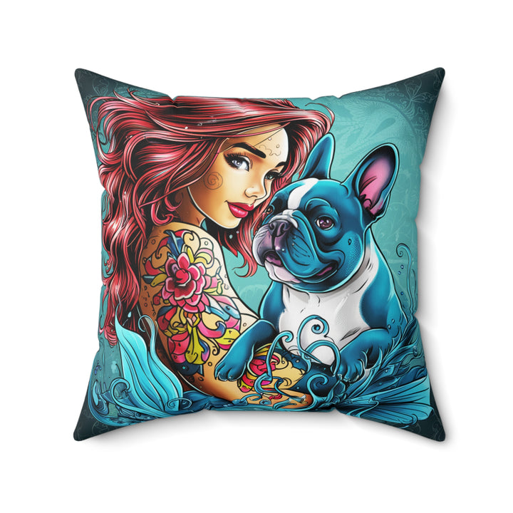 French Bulldog Faux Suede Square Pillow