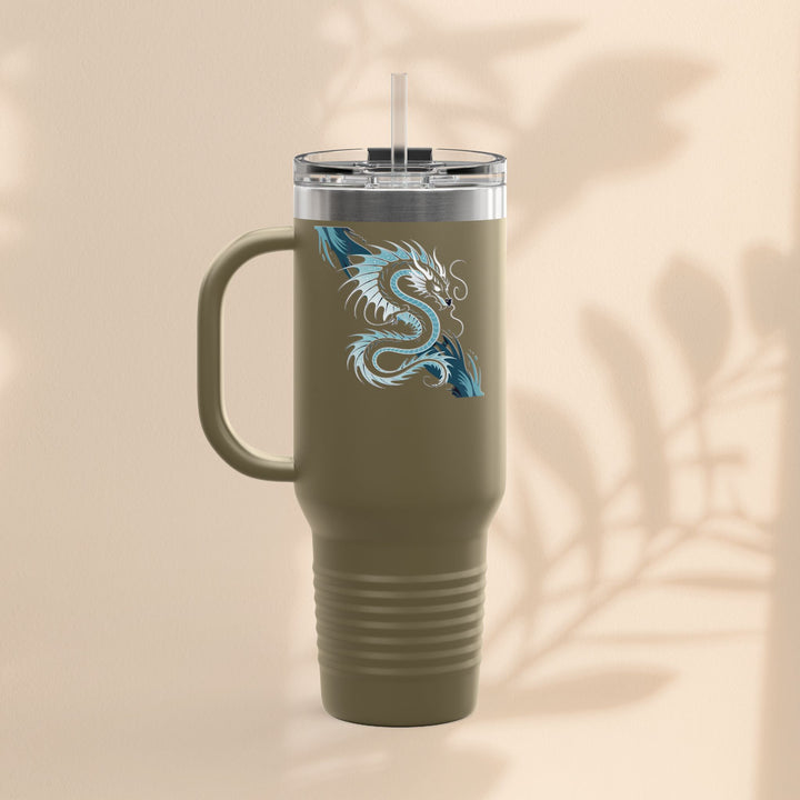 Bold Dragon Insulated Travel Mug, 40oz – Adventure, Road Trips, Unique Gift, Eco-Friendly Drinkware, Hot & Cold Beverages