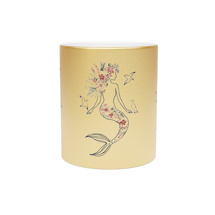 Metallic Mug (Silver\Gold) - Mermaid Silhouette