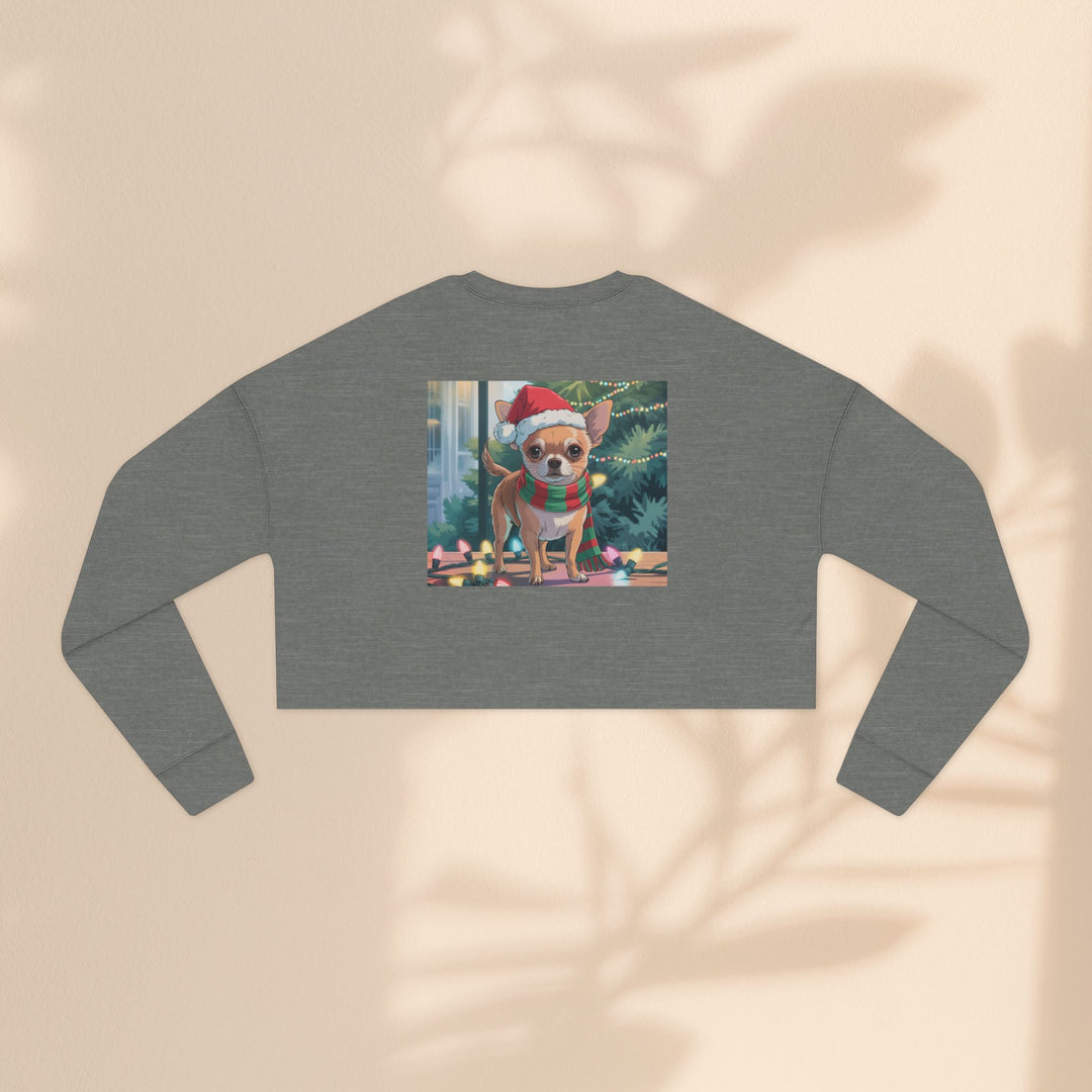 Festive Chihuahua Cropped Sweatshirt, Holiday Sweatshirt
