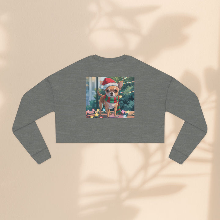 Festive Chihuahua Cropped Sweatshirt, Holiday Sweatshirt