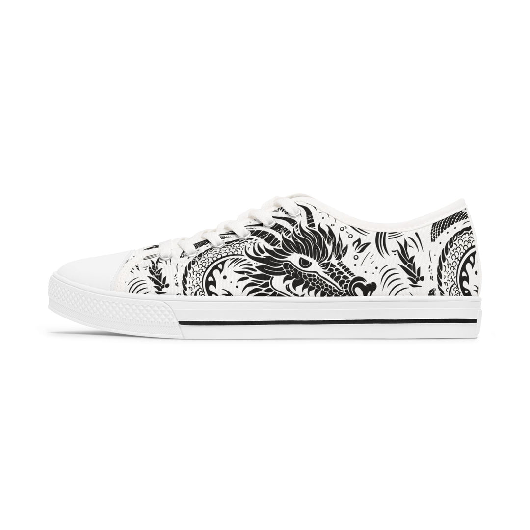 Women's Low Top Sneakers - Dragon Black and White