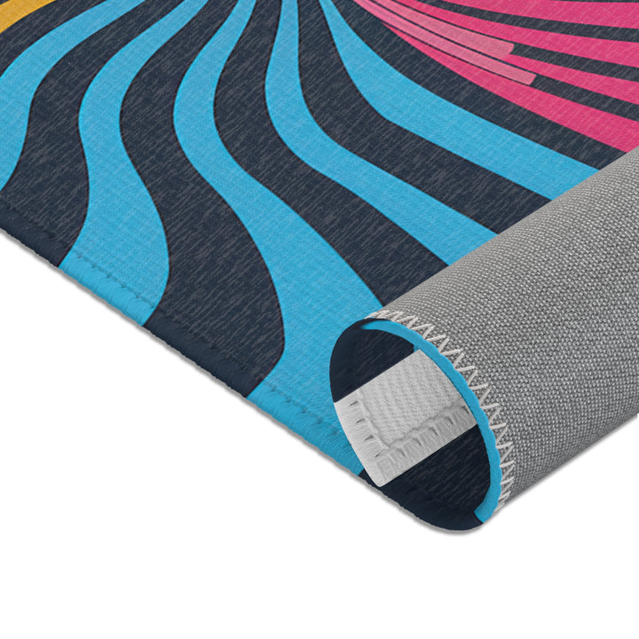 Vibrant Area Rug with Retro Sunburst Design, Hope Rising