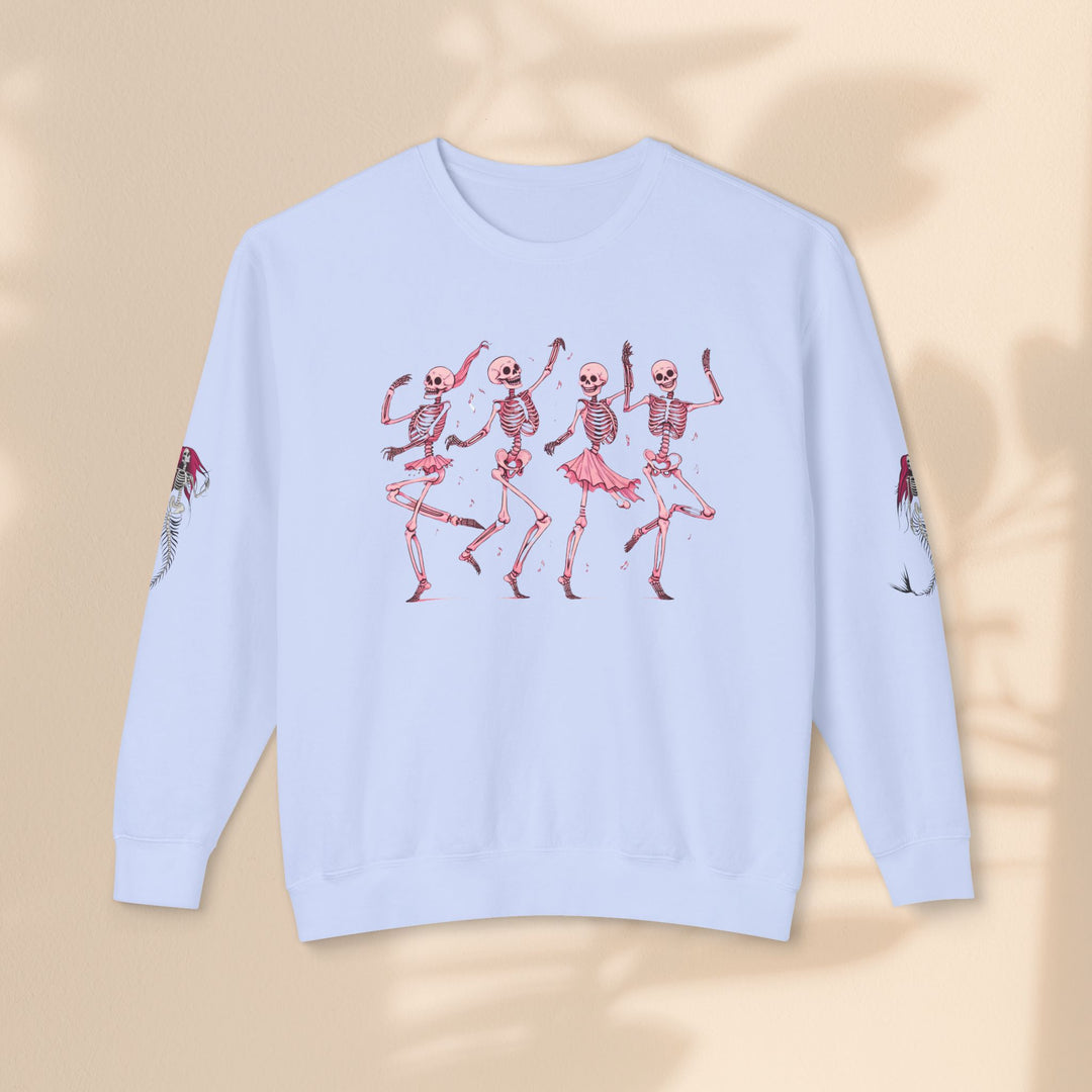 Unisex Lightweight Crewneck Sweatshirt - Dancing Skeletons