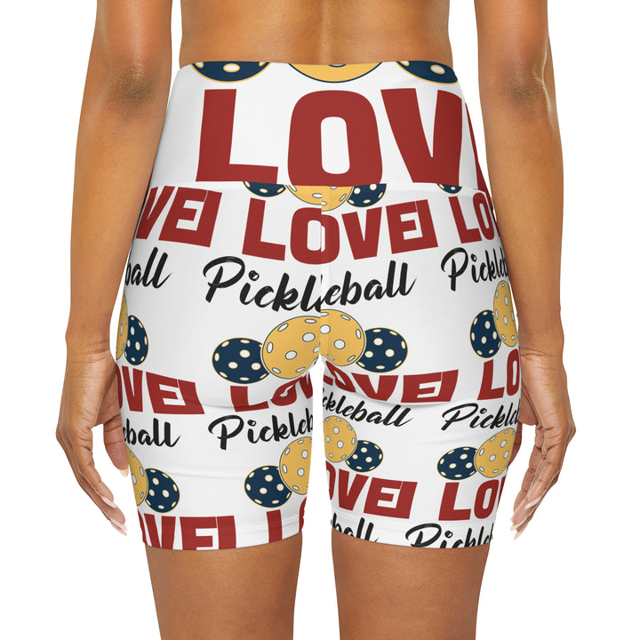 High Waisted Yoga Shorts - I Love Pickleball