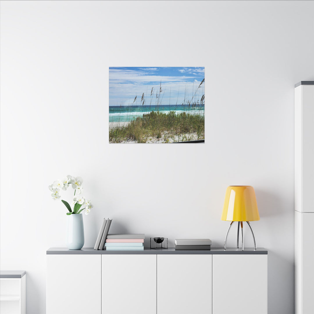 Coastal Dune Beach Canvas Print – Waves and Sea Oats Wall Art