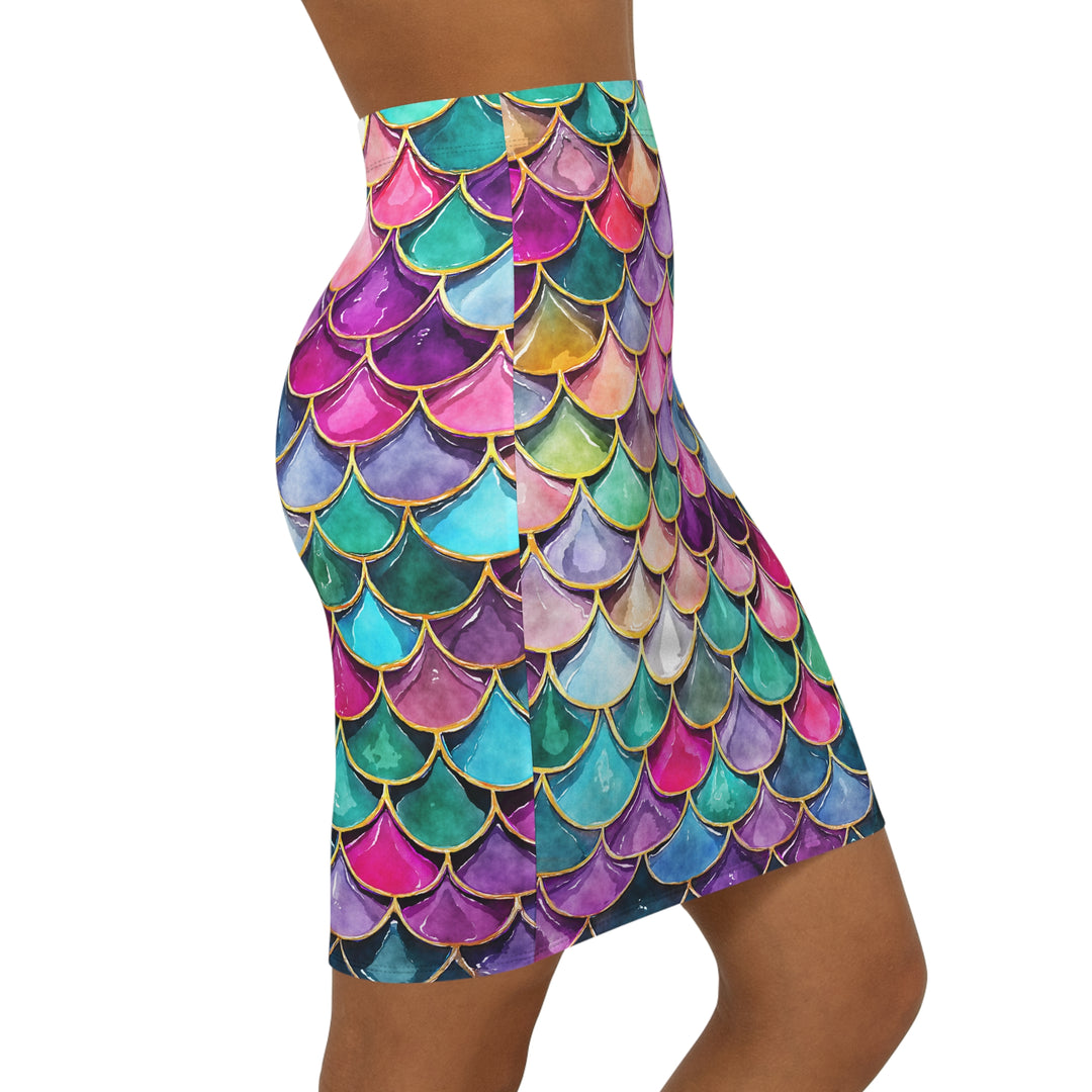 Dancing Mermaid Scale Pencil Skirt