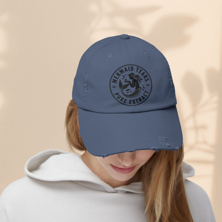 Mermaid Tears Distressed Cap – Trendy Casual Hat & Summer Beach Accessory