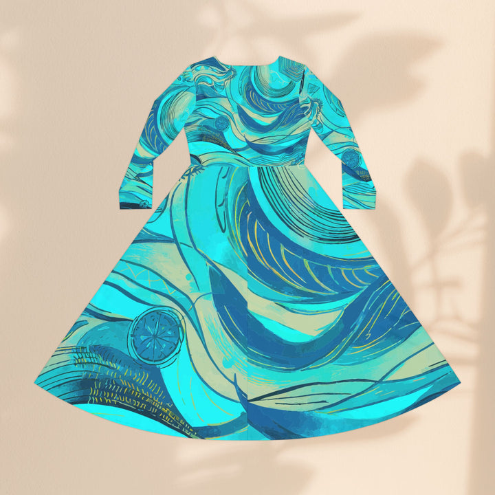 Women's Long Sleeve Dance Dress - Water Waves