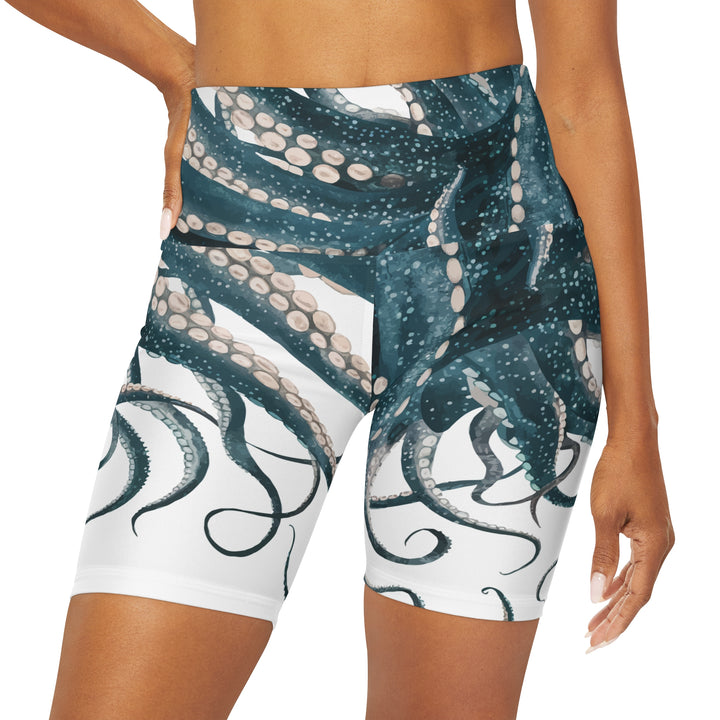 High Waisted Yoga Shorts - Octopus