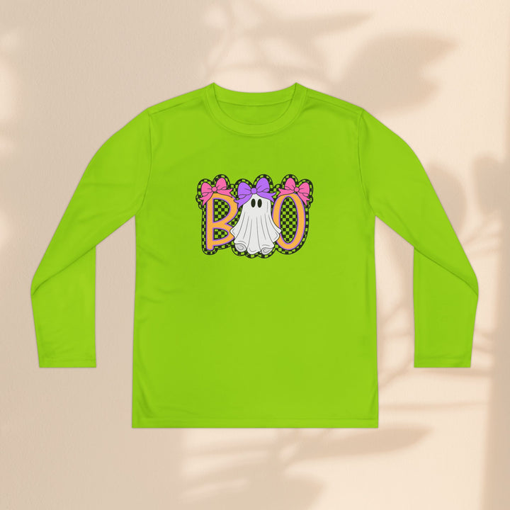 Youth Ghost Boo Tee – Kids Halloween Long Sleeve Shirt for Trick-or-Treating & Fall Parties