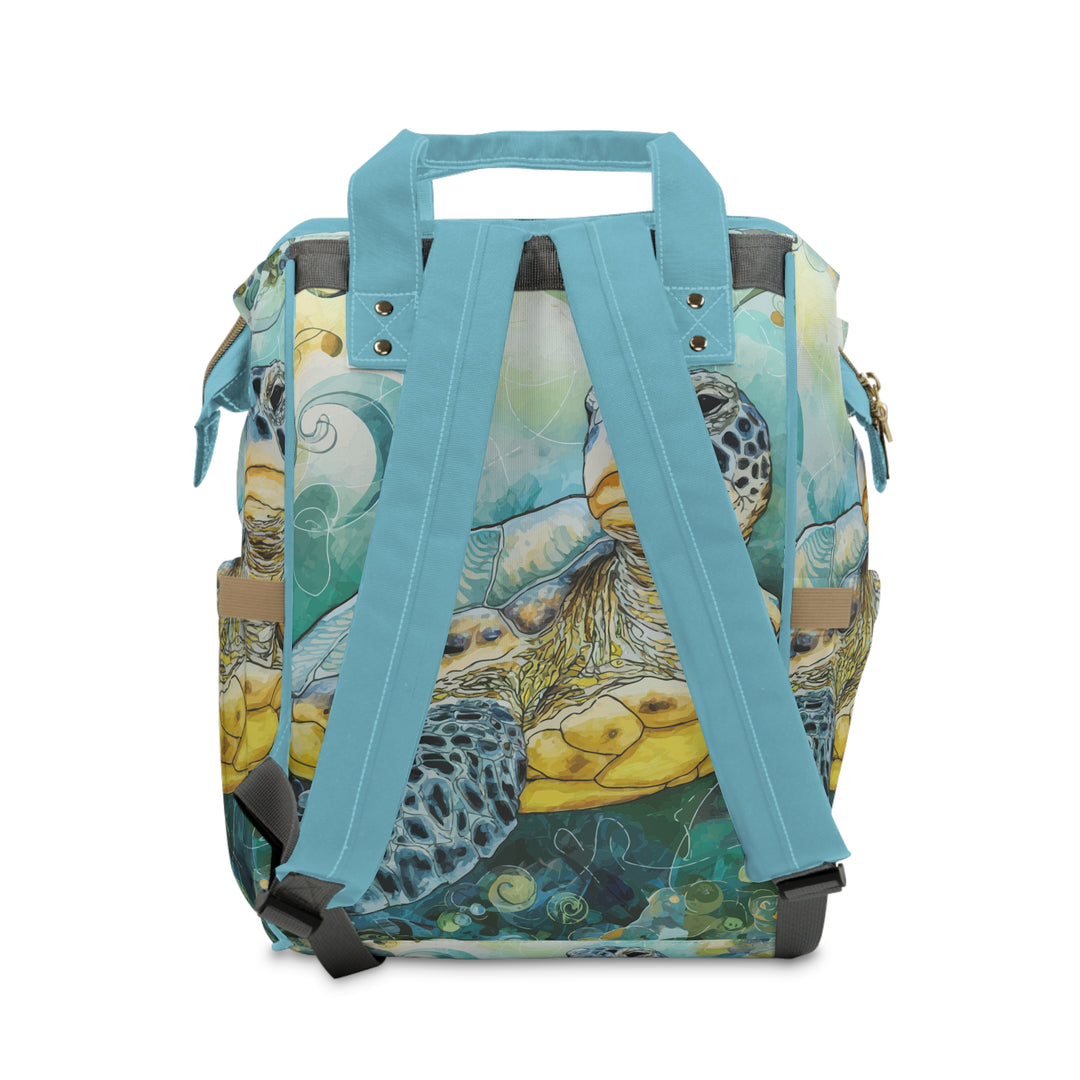 Multifunctional Diaper Backpack - Watercolor Sea Turtle