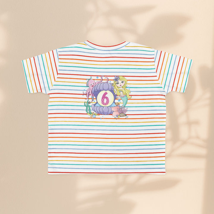 Age 6 Toddler Tee with Mermaid & Octopus Design - Birthday Celebration, Gifts for Ages 6