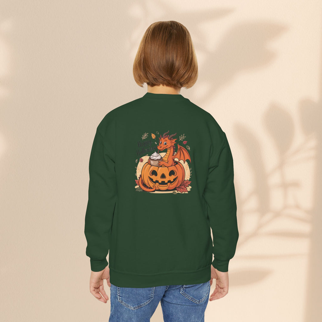 Halloween Pumpkin Dragon Youth Crewneck Sweatshirt