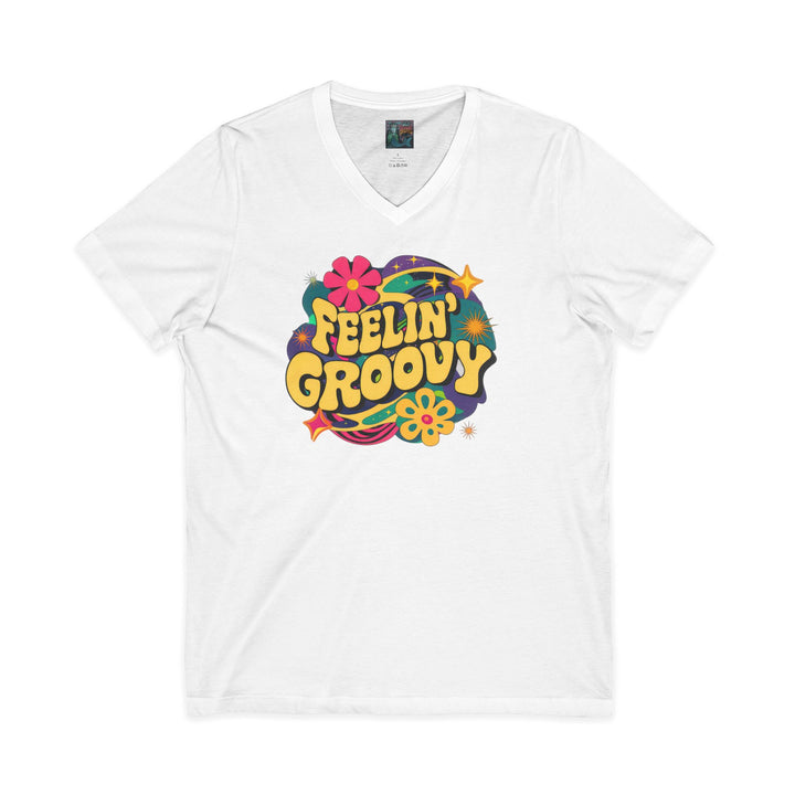 Unisex Jersey Short Sleeve V-Neck Tee - Feeling Groovy