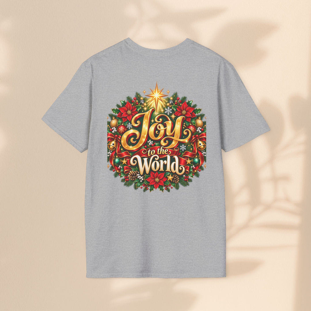 Joy to the World Christmas T-Shirt — Festive Wreath Holiday Tee