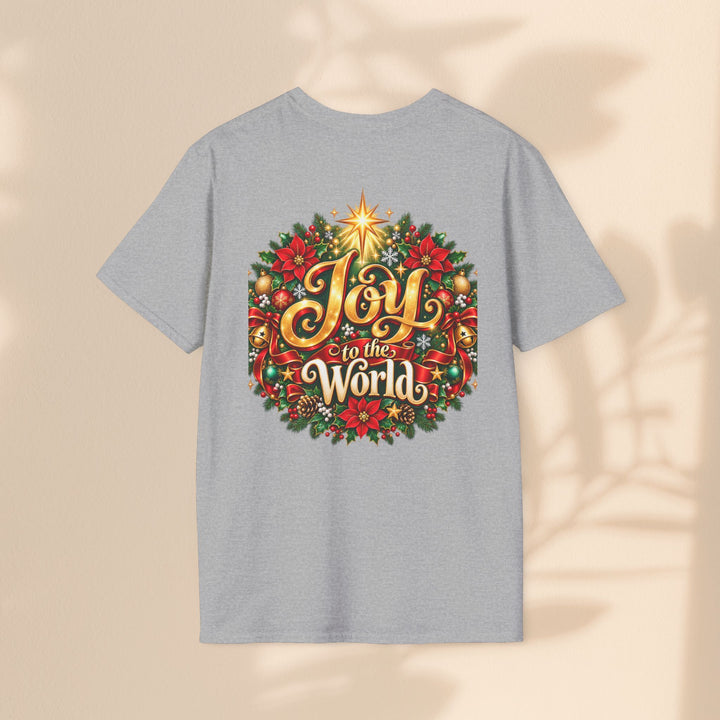 Joy to the World Christmas T-Shirt — Festive Wreath Holiday Tee