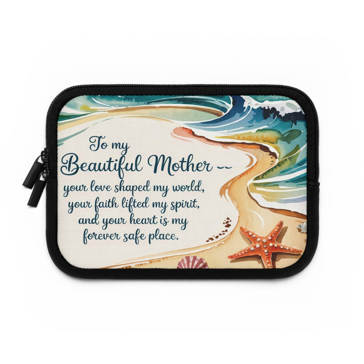 Beautiful Mother Laptop Sleeve - Inspirational Gift for Mom, Beach Design, Protective Case