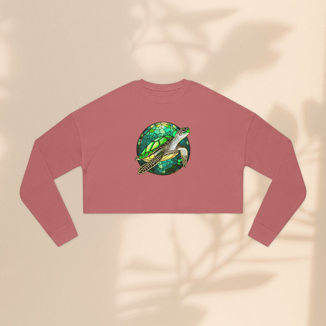 Eco-Friendly Women's Cropped Sweatshirt with Sea Turtle Design | Perfect for Nature Lovers