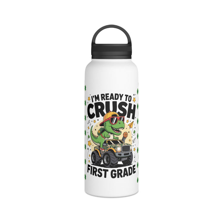 First Grade Dino-Themed Stainless Steel Water Bottle, Perfect for Kids, Back to School, First Grade, Eco-Friendly
