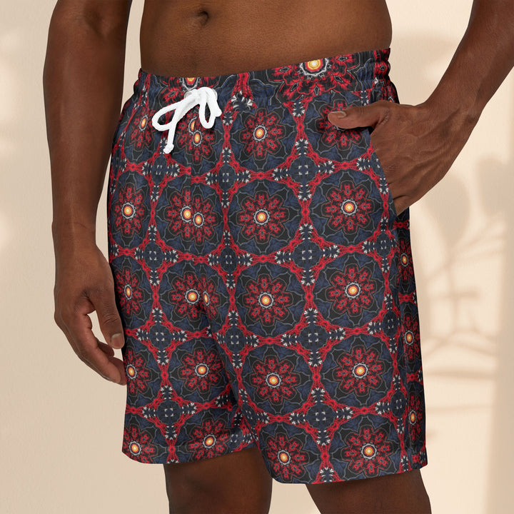 Unisex Swim Shorts for Beach Vibes - Dragon Rider Pattern