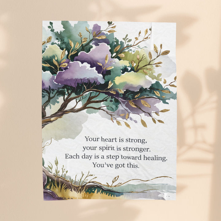 Inspirational Healing Velveteen Plush Blanket - Comforting Throw with Motivational Quote