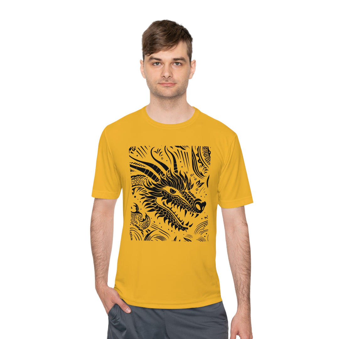 Unisex Moisture Wicking Tee - Dragon Black and White