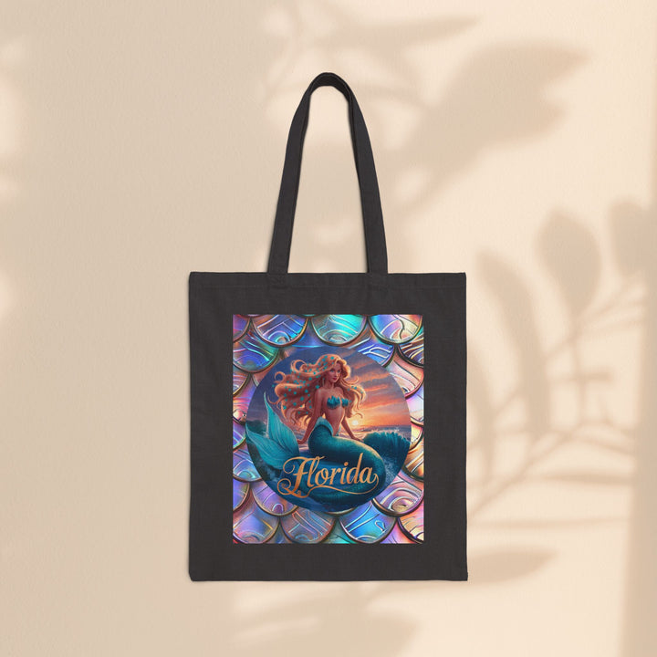 Cotton Canvas Tote Bag - Florida Mermaid