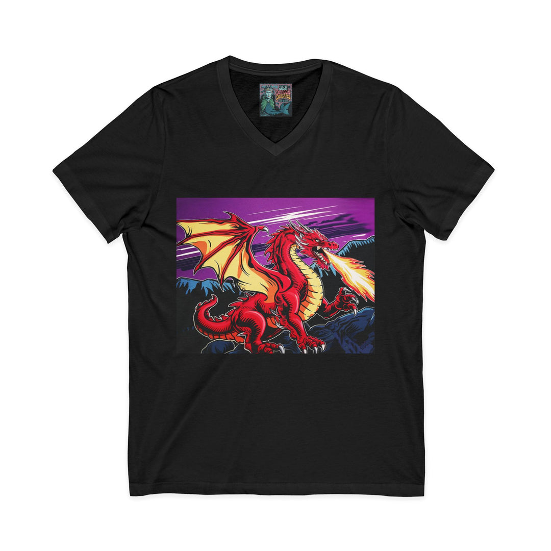 Conquering Dragon Unisex V-Neck Graphic T-Shirt