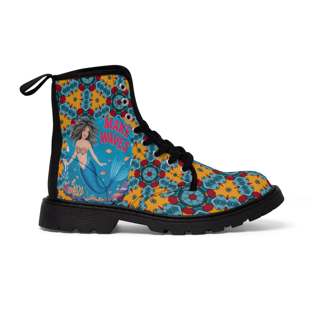 Women's Canvas Boots - Make Mermaid Waves