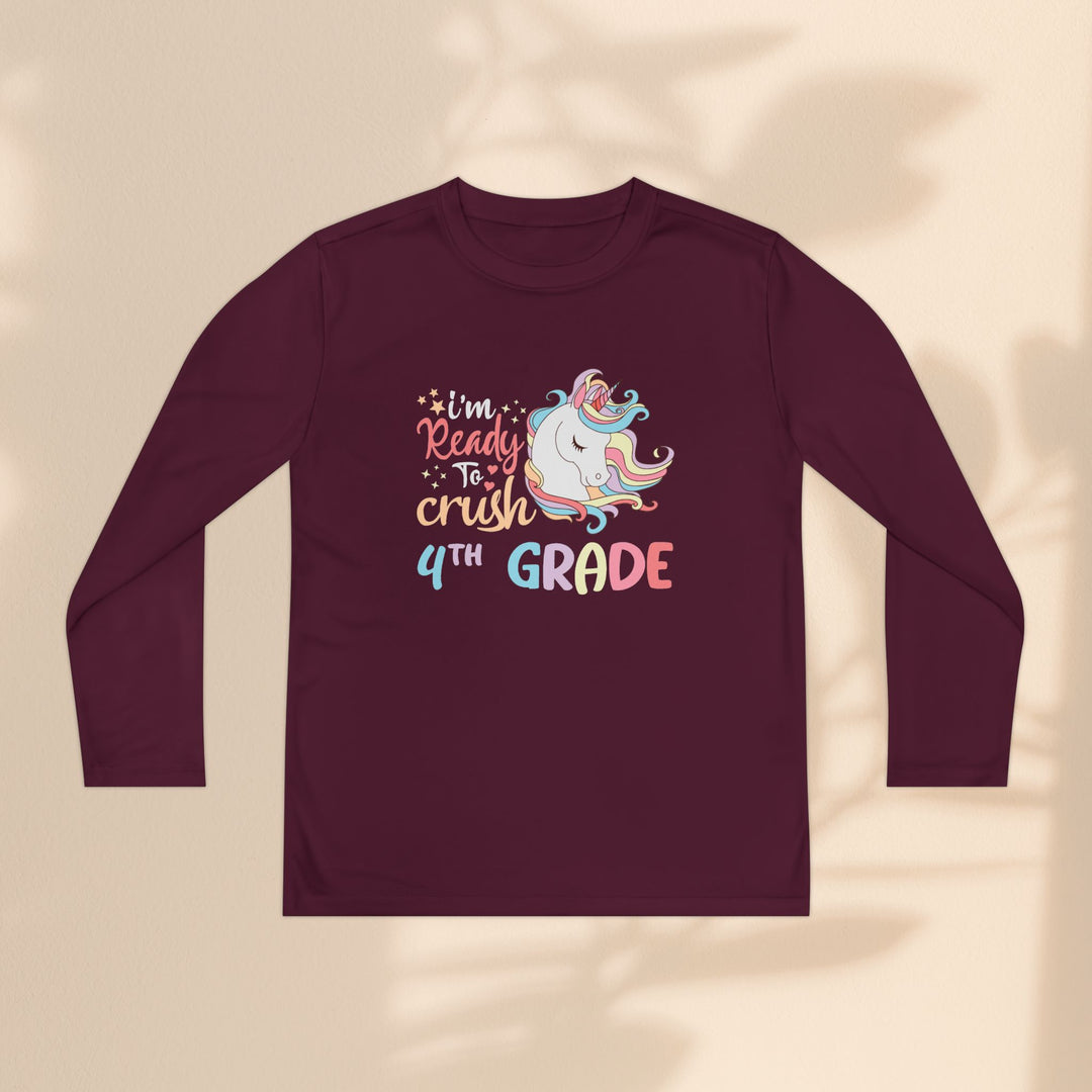 Unicorn Back-to-School Long Sleeve Tee, Youth T-Shirt, 4th Grade, Kids Apparel, Unicorn Lover Gift, Cute School Tee