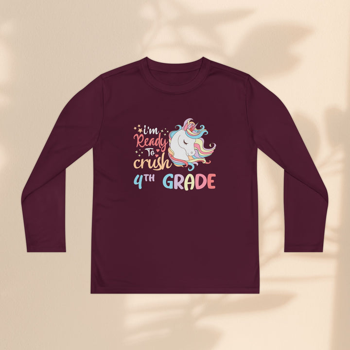 Unicorn Back-to-School Long Sleeve Tee, Youth T-Shirt, 4th Grade, Kids Apparel, Unicorn Lover Gift, Cute School Tee