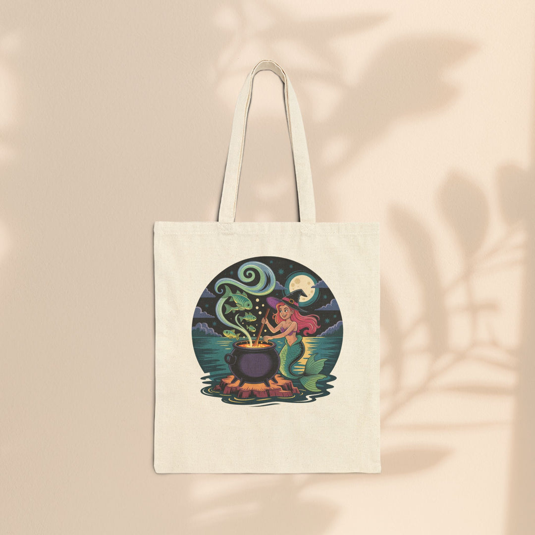 Enchanting Mermaid Cauldron Tote Bag – Eco-Friendly Shopping & Witchy Beach Bag