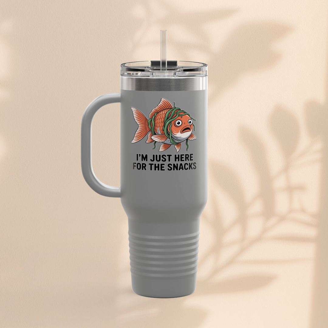 Funny Insulated Travel tumbler - 40oz, Snack Lover Gift, Fish Design Mug, Personalized Gifts for Him