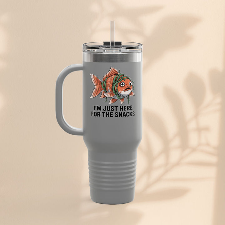 Funny Insulated Travel tumbler - 40oz, Snack Lover Gift, Fish Design Mug, Personalized Gifts for Him