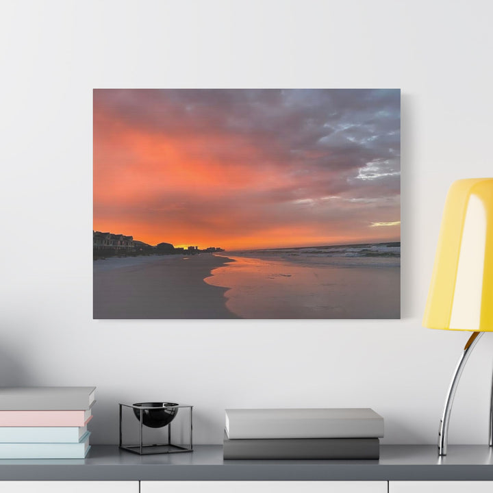 Sunset Beach Satin Stretched Canvas Wall Art