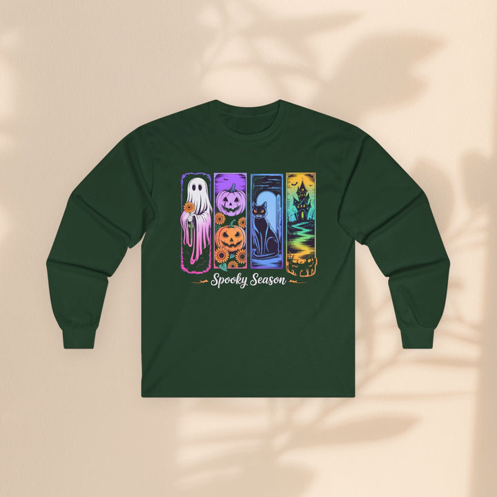 Spooky Season Long Sleeve Tee, Halloween Apparel, Ghost T-Shirt