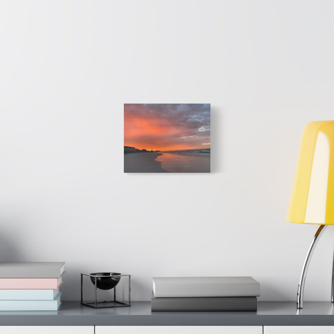Sunset Beach Satin Stretched Canvas Wall Art